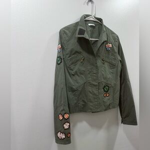 Anthropologie Tomas maier green olive shirt jacket shacket size xs patches